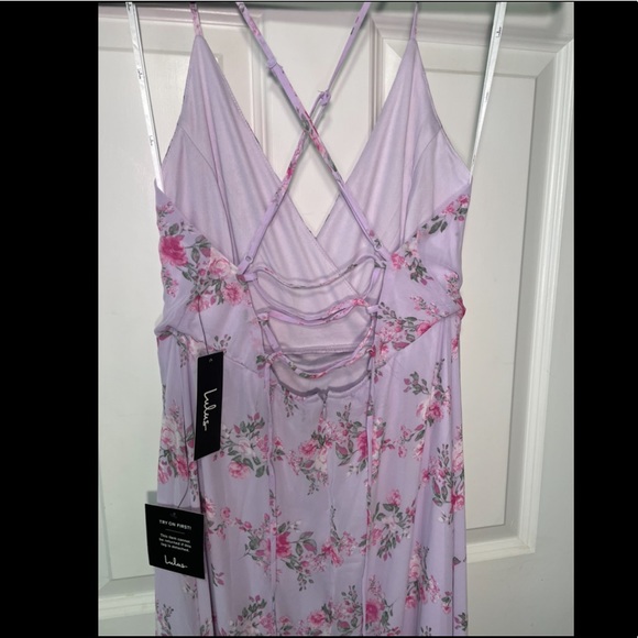 Lulus In Love Forever Blush Floral Lace-Up High-Low Maxi Dress - Picture 5 of 5